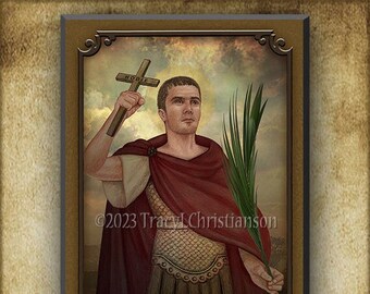 St. Expeditus Wood Icon/Plaque & Holy Card GIFT SET