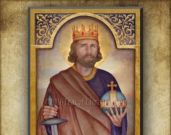 St. Henry II Wood Plaque & Holy Card GIFT SET, King of Germany and Holy Roman Emperor