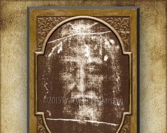 The Holy Shroud of Turin Plaque & Holy Card GIFT SET, The Face of Christ