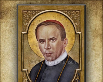 St. John Neumann Wood Plaque and Holy Card GIFT SET, Patron of Catholic Education