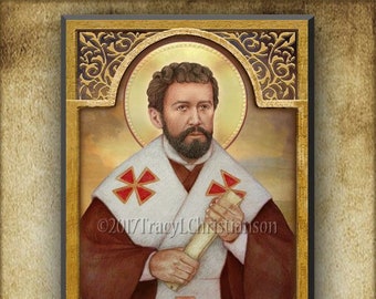 St. Timothy Wood Icon & Holy Card GIFT SET, Catholic Patron Saint for Confirmation