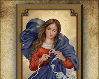 Our Lady Undoer of Knots, Plaque & Holy Card GIFT SET, honoring the Blessed Mother Mary