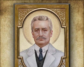 St. Giuseppe (Joseph) Moscati Wood Plaque and Holy Card GIFT SET for Doctors, bachelors