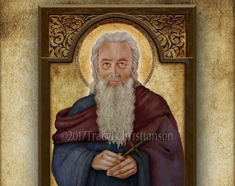 St. Benjamin Wood Icon & Holy Card GIFT SET, for Evangelist