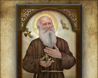 St. Conrad of Piacenza Wood Plaque and Holy Card GIFT SET for Confirmation.