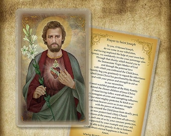 St. Joseph Chaste Heart Holy Card/Prayer Card, Patron of Fathers, workers