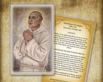 St. Bruno of Cologne Holy Card, Saint Prayer Card