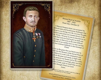 Bl. Karl of Austria Holy Card, Catholic Prayer Card