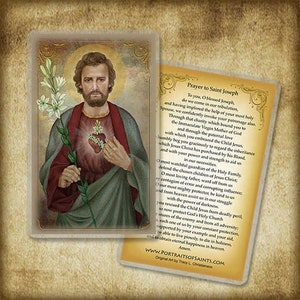 St. Joseph Chaste Heart Holy Card/Prayer Card, Patron of Fathers, workers