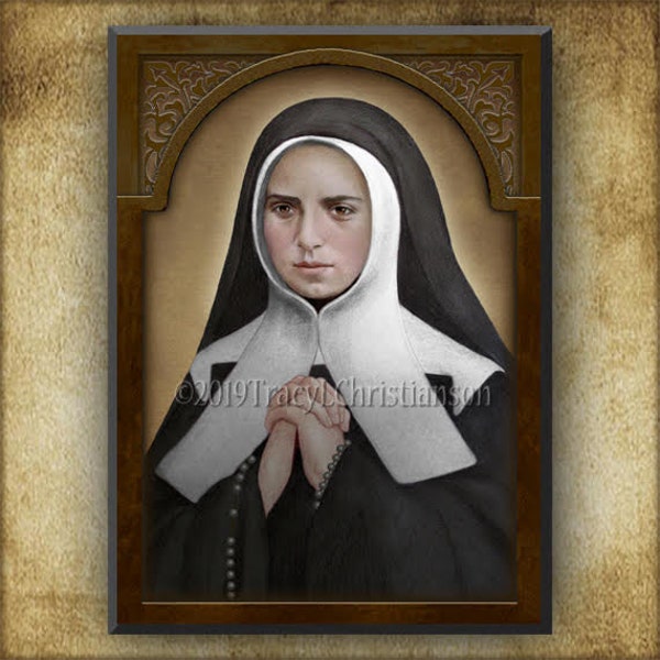 St. Bernadette (B) Wood Plaque & Holy Card GIFT SET, Lourdes Seer