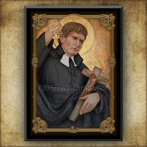 St. Louis-Marie Grignion de Montfort  Wood Plaque & Holy Card GIFT SET, Author of The True Devotion to Mary