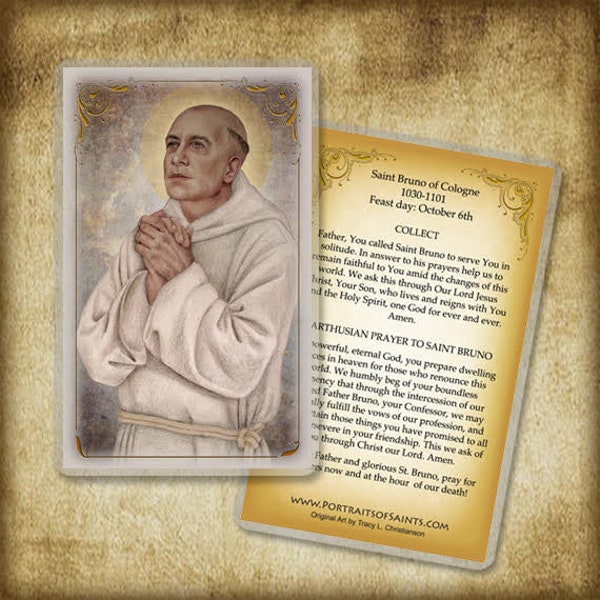 St. Bruno of Cologne Holy Card, Saint Prayer Card