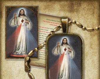 Divine Mercy Pendant and Holy Card GIFT SET for House Warming or dedication