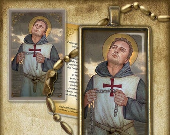 St. Adjutor Pendant/Key Chain and Holy Card GIFT SET for swimmers