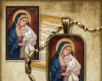 Madonna and Child (H)  Pendant and Holy Card GIFT SET for Christmas