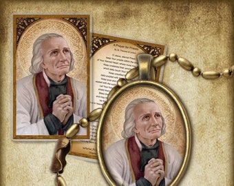 St. John Vianney Pendant and Holy Card GIFT SET Patron of Priest