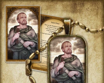St. Peter the Apostle Pendant and Holy Card GIFT SET Catholic saint for confirmation