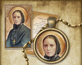 St. Frances Xavier Cabrini Pendant and Holy Card GIFT SET Catholic Saint of Immigrants