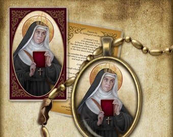 St. Hildegard of Bingen Pendant and Holy Card GIFT SET Catholic Doctor of the Church
