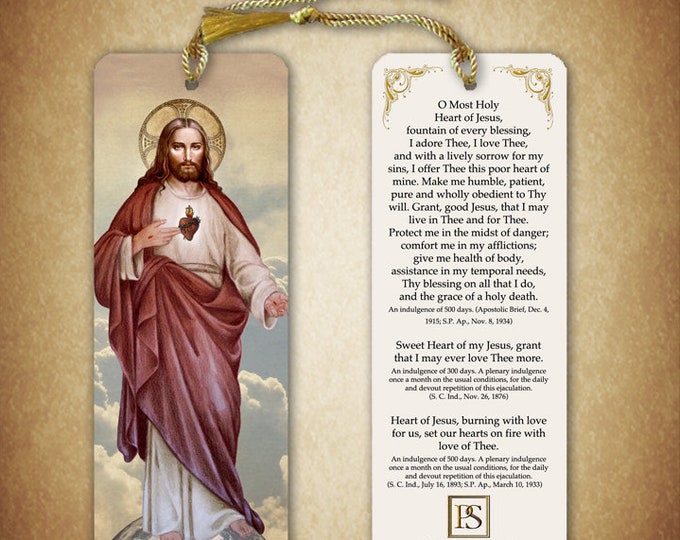 Sacred Heart full-length Bookmark Heart of Jesus Prayer - Etsy