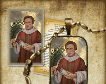 St. Cyriacus Pendant/Key ring and Holy Card GIFT SET Patron of eye disease