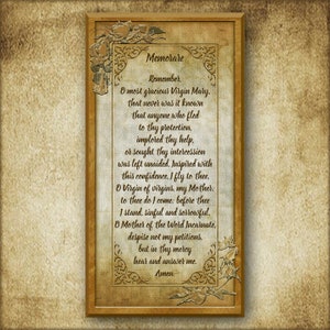 Memorare Inspirational Plaque, Memorare Prayer