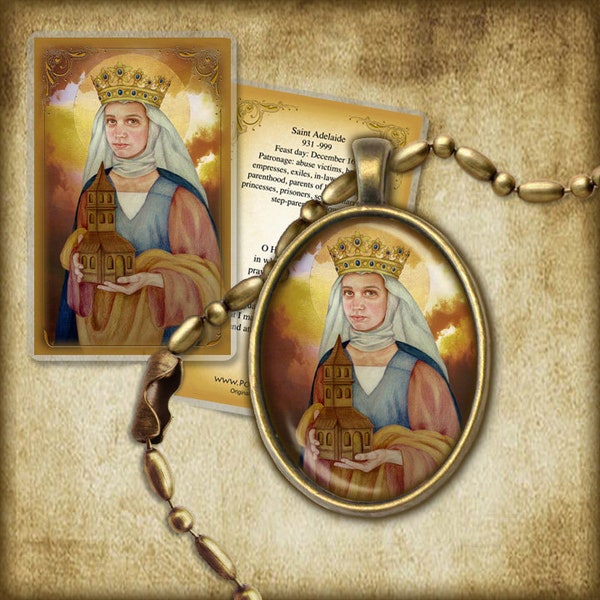 St. Adelaide Pendant and Holy Card GIFT SET for Parents