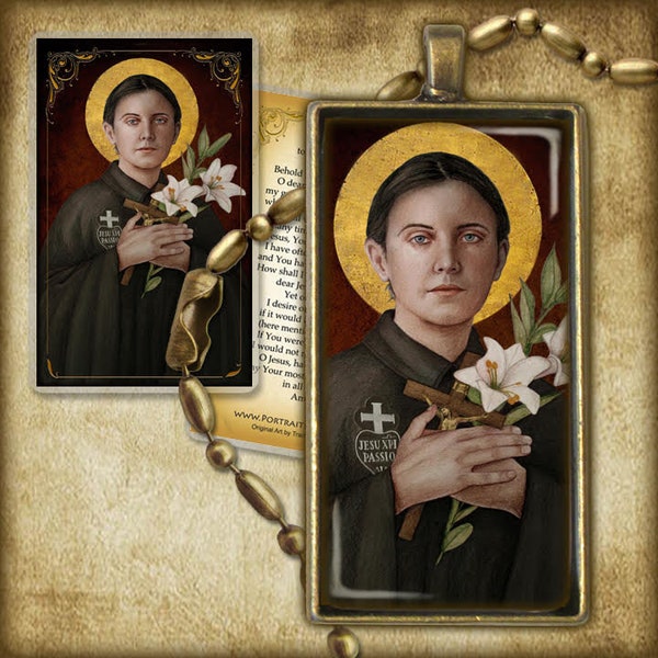 St Gemma Galgani (B) Pendant and Holy Card GIFT SET for Confirmation