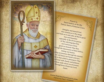 St. Isidore of Seville Holy Card, Doctor of the Church