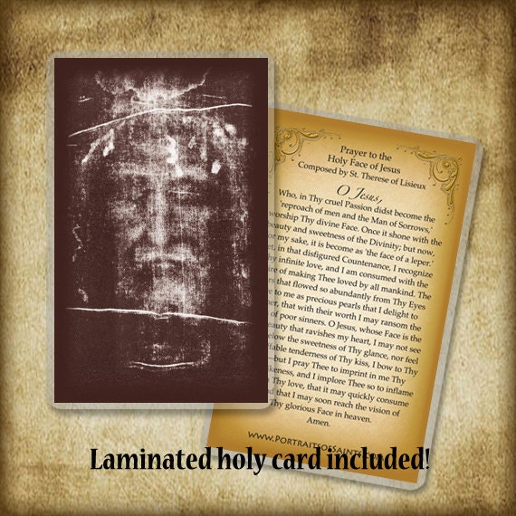 Holy Card Of The Holy Face Of Christ From Shroud Of Turin &1\" Medal...
