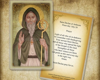 St. Declan of Ardmore Holy Card, Patron of Ireland