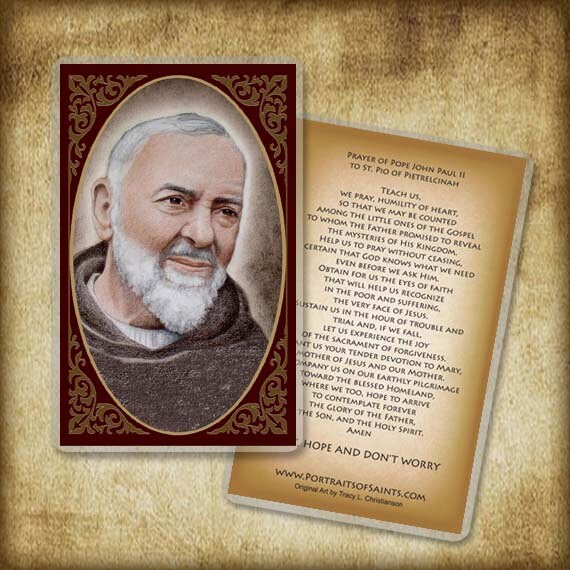St. Padre Pio Prayer Card, Saint who spent hours in the confessional