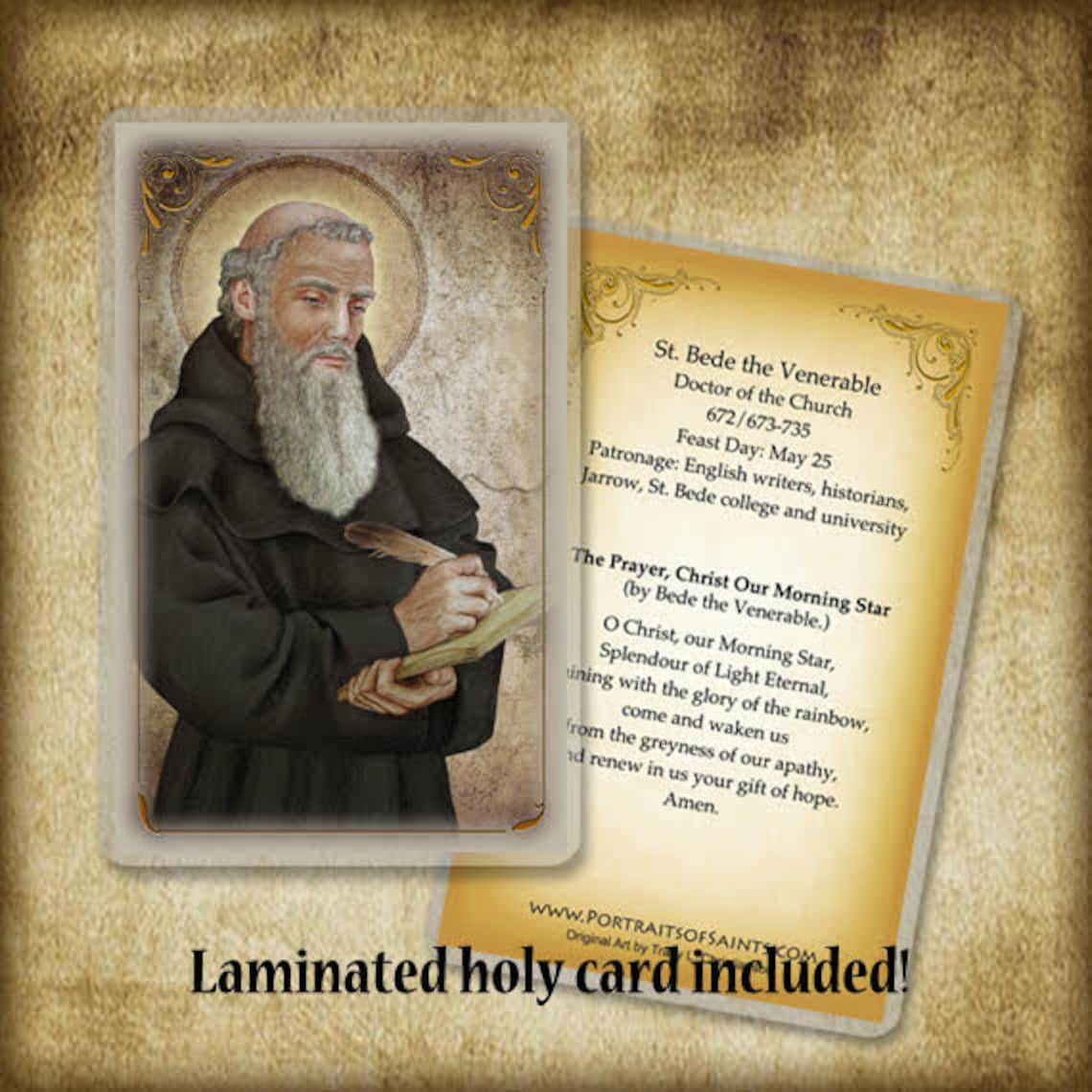 St. Bede the Venerable Pendant and Holy Card GIFT SET, Doctor of the ...