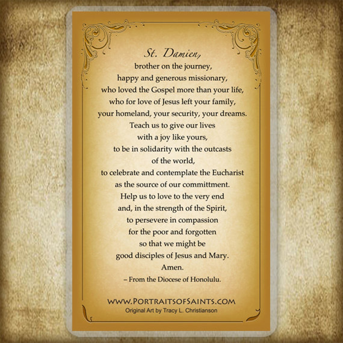 St. Damien of Molokai Prayer Card Patron of Hawaii Etsy