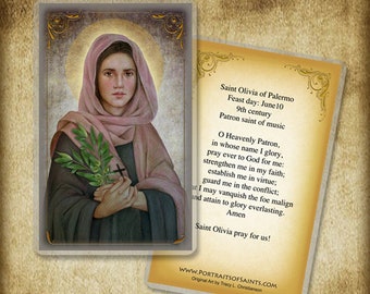 St. Olivia Holy Card, Patron of music