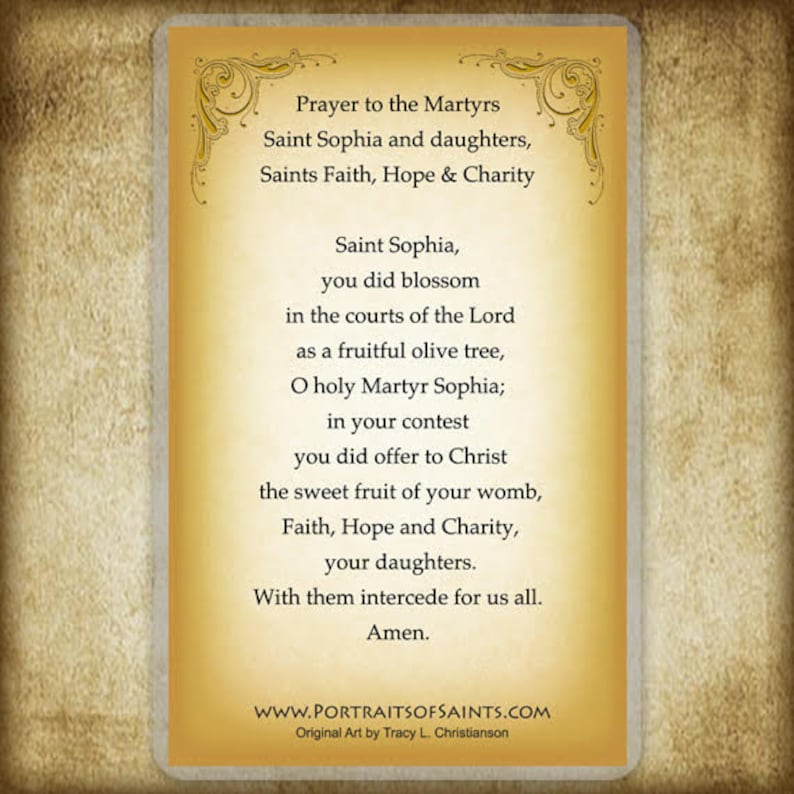 St. Sophia the Martyr Holy Card Catholic Prayer Card Etsy