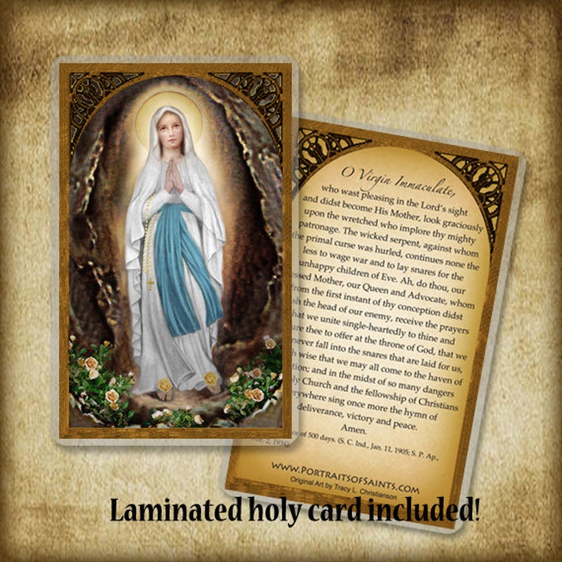 Our Lady of Lourdes Wood Plaque and Holy Card GIFT SET - Etsy