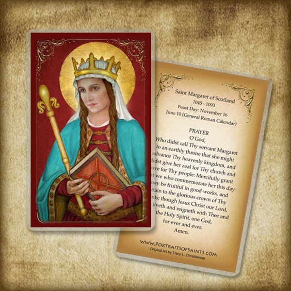St. Margaret of Scotland Holy Card, Patron of Large Families