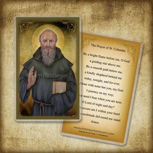 St. Columba Holy Card, Patron of Poets image 1