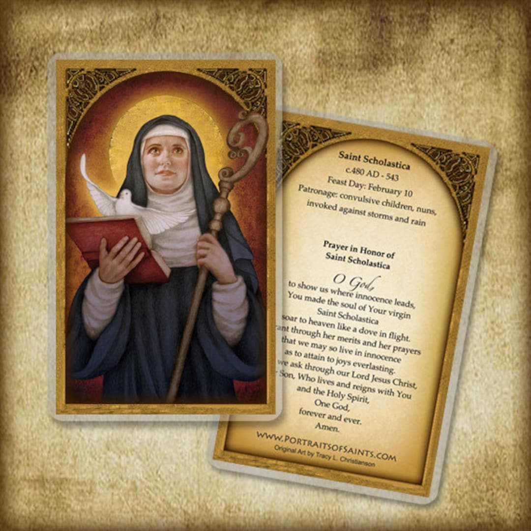 St. Scholastica Prayer Card