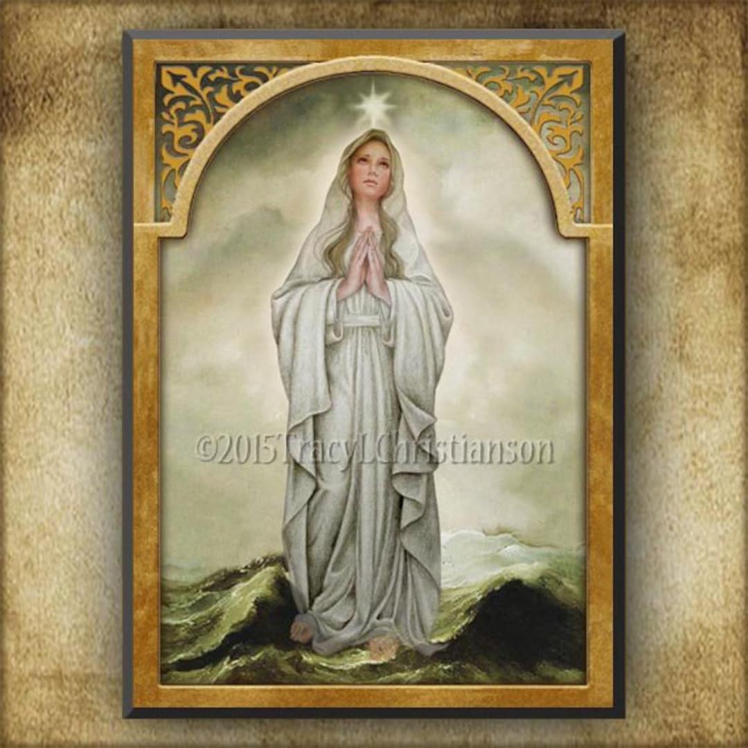 Our Lady, Star of the Sea (stella Maris) Wood Icon & Holy Card