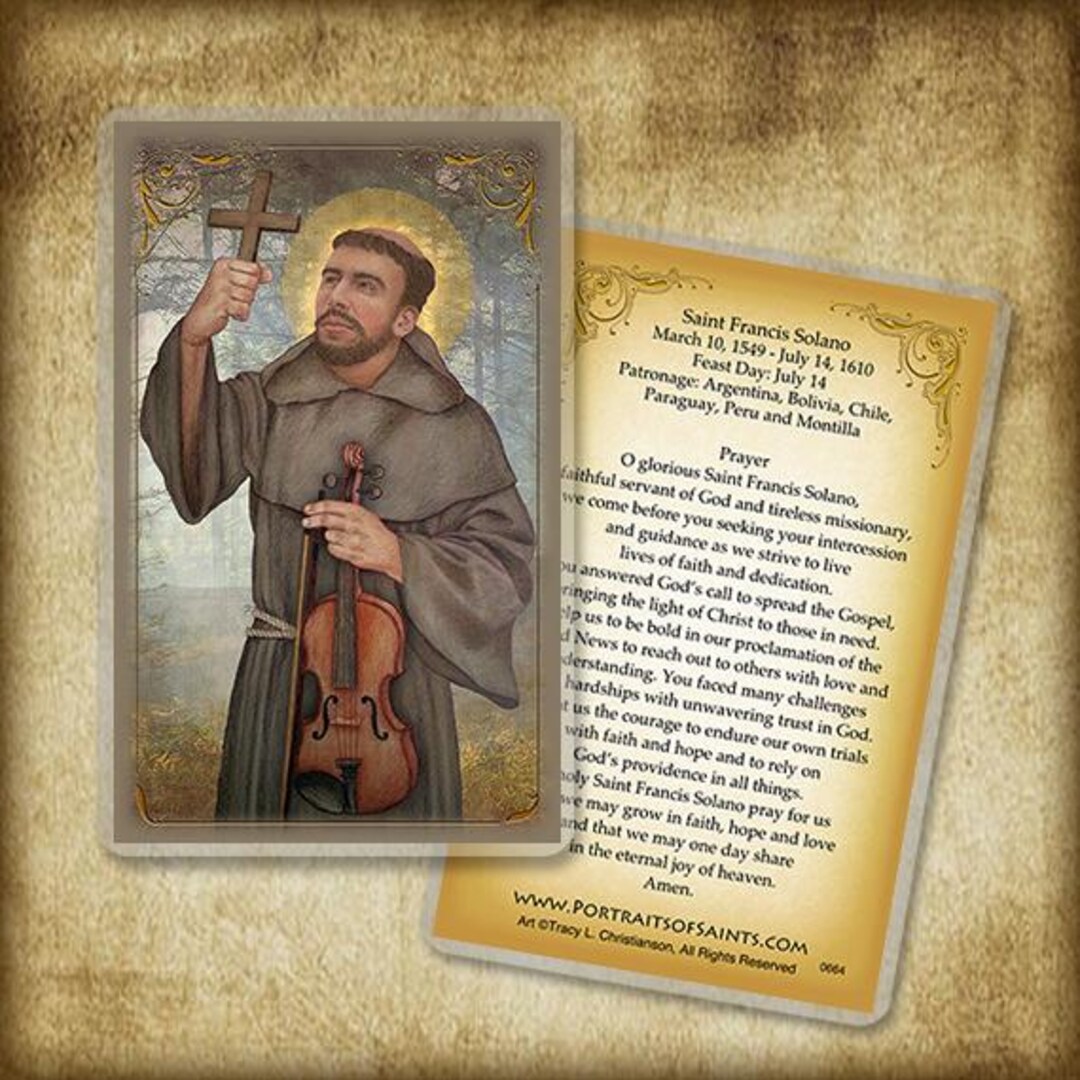St. Francis Solano Holy Card, Catholic Prayer Card - Etsy