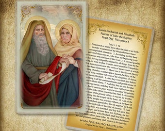 St. Zachariah & St. Elizabeth Holy Card/Prayer Card, Catholic Prayer Card