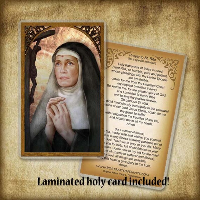 St. Rita of Cascia Wood Icon & Holy Card GIFT SET Catholic - Etsy