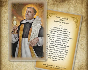 St. Hyacinth Holy Card, Saint Prayer Card