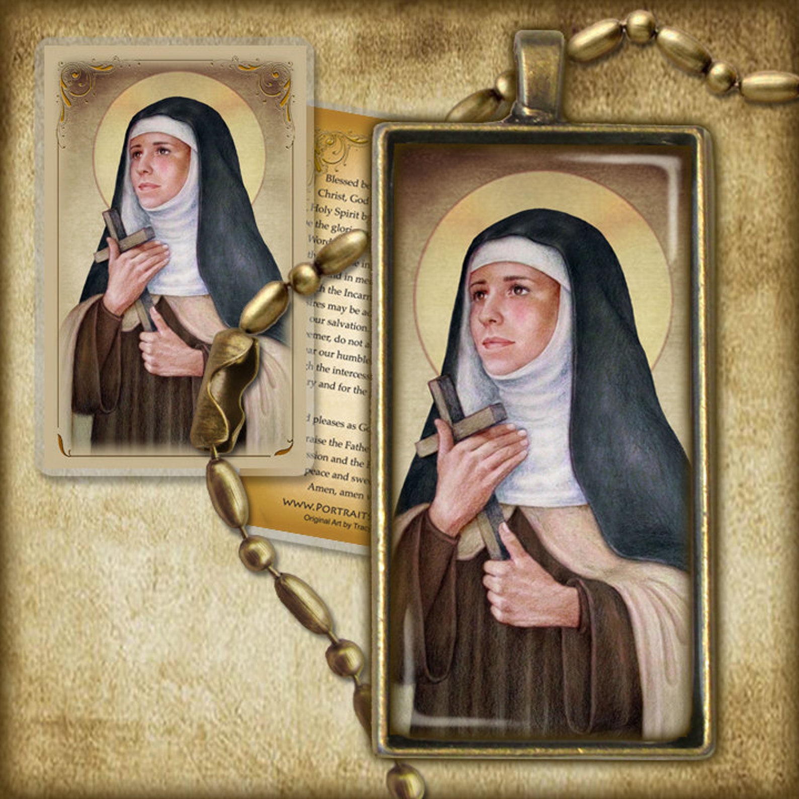 St. Colette Pendant and Holy Card GIFT SET Patron of Etsy