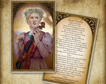 St. Cecilia Prayer Card, Patron of Musicians
