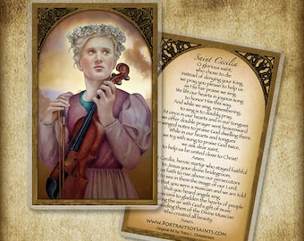 St. Cecilia Prayer Card, Patron of Musicians