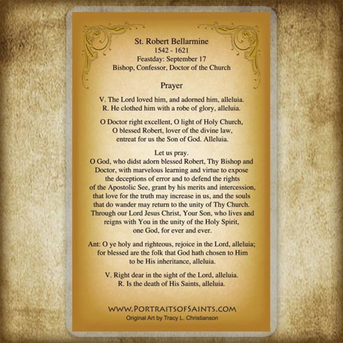 St. Robert Bellarmine Prayer Card Doctor of the Church Etsy
