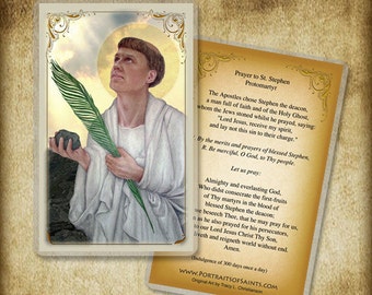 St. Stephen the Protomartyr Prayer Card, the First Martyr